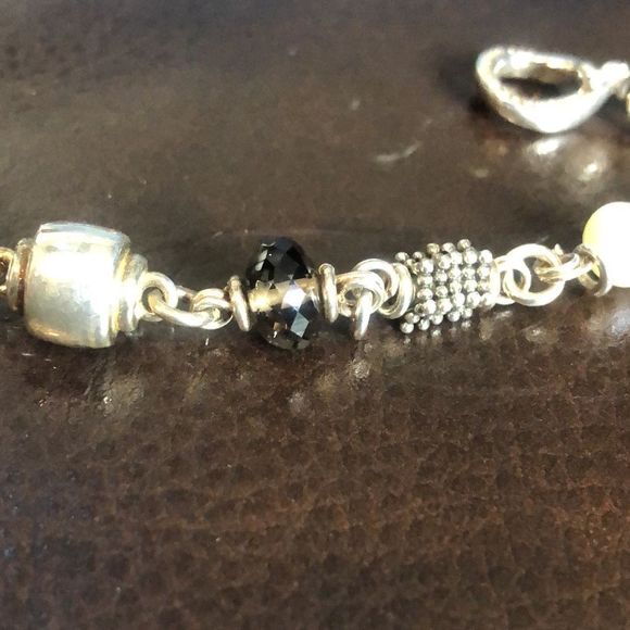MICHAEL DAWKINS Starry Night Sterling Silver Smokey Quartz Pearl Toggle Bracelet - Picture 8 of 16